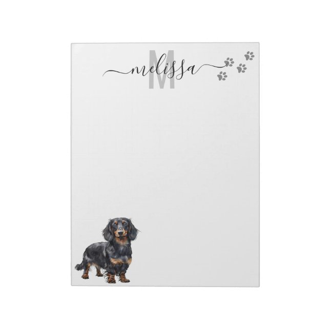 Bloc De Notas Monograma Dachshund personalizado (Lado Izquierdo)