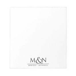 Bloc De Notas Monograma de Ampersand de pareja recién casada