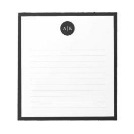 Bloc De Notas Monograma de Círculo Blanco Mínimo Simple Moderno