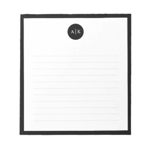 Bloc De Notas Monograma de Círculo Blanco Mínimo Simple Moderno