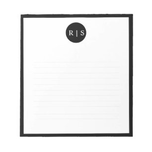 Bloc De Notas Monograma de Círculo Blanco Mínimo Simple Moderno