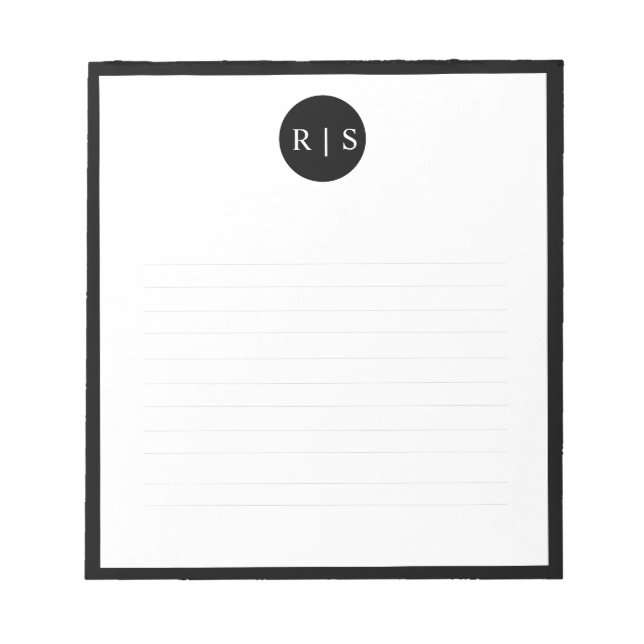 Bloc De Notas Monograma de Círculo Blanco Mínimo Simple Moderno (Frente)