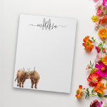 Bloc De Notas Monograma de color de agua de las vacas Highland N<br><div class="desc">Este diseño puede ser personalizado en el área proporcionada cambiando la foto y/o el texto. O puede personalizarse haciendo clic en Personalizar esta plantilla y, a continuación, eligiendo la opción de hacer clic en el personalizar y eliminando o cambiando el color del fondo, agregando texto, cambiando el color o estilo...</div>