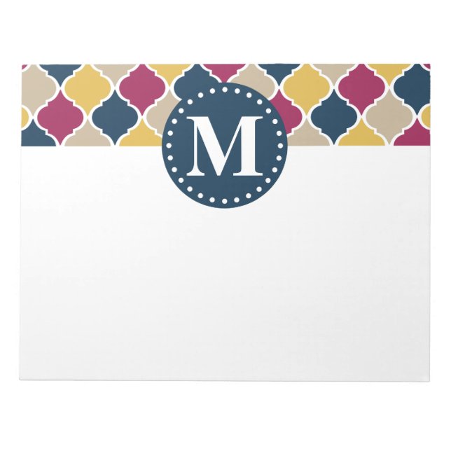 Bloc De Notas Monograma de entramado marroquí de la marina de Fu (Frente)