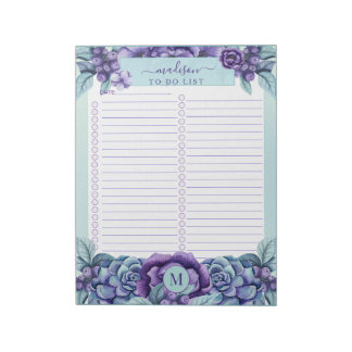 Bloc De Notas Monograma De Floral De Acuarela Para Hacer Notepad