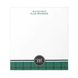 Bloc De Notas Monograma de Henderson Clan Green y Blue Tartan