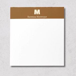 Bloc De Notas Monograma de letra de nombre personalizado marrón 