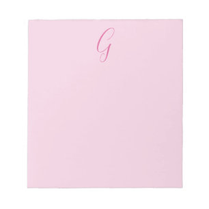 Bloc De Notas Monograma de letra inicial rosa claro elegante