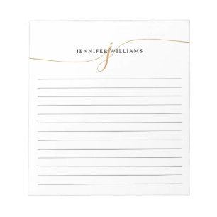 Bloc De Notas Monograma de letra script minimalista elegante con