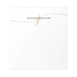 Bloc De Notas Monograma de letra script minimalista elegante en 