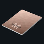 Bloc De Notas Monograma de malla geométrica marrón Mocha<br><div class="desc">Bloc de notas personalizable Monograma para oficina y escuela con tu inicial y nombre personalizados. Malla geométrica triangular con gradiente ombre marrón claro oscuro.</div>
