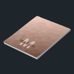 Bloc De Notas Monograma de malla geométrica marrón Mocha<br><div class="desc">Bloc de notas personalizable Monograma para oficina y escuela con tu inicial y nombre personalizados. Malla geométrica triangular con gradiente ombre marrón claro oscuro.</div>