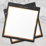 Bloc De Notas Monograma de marco dorado de lujo negro y metálico<br><div class="desc">Este panel de moda con marco negro y dorado es perfecto para el minimalista moderno. Con su aspecto lujoso y profesional,  es perfecto para personas que gustan del negro y el oro y de las cosas modernas.</div>