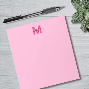 Bloc De Notas Monograma de nombre con caligrafía rosa intenso fe