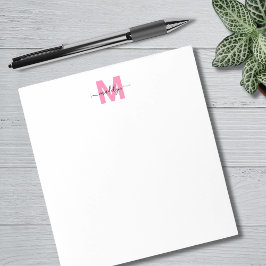 Bloc De Notas Monograma de nombre con caligrafía simple rosa fem