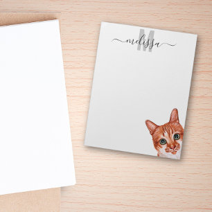 Bloc De Notas Monograma de nombre de acuarela de gato furtivo