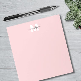 Bloc De Notas Monograma de nombre de caligrafía rosa Girly Blush