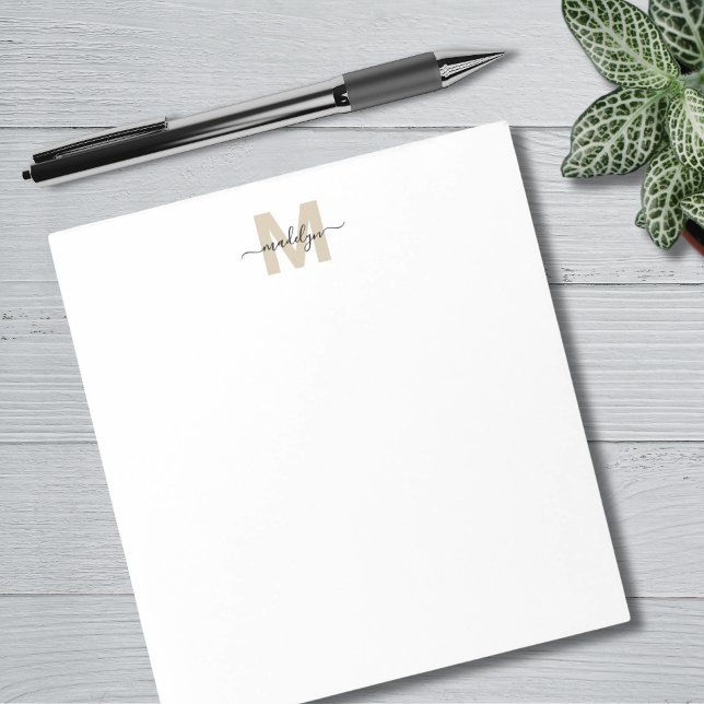 Bloc De Notas Monograma de nombre simple dorado negro (Black Gold Simple Name Monogram Notepad)
