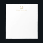 Bloc De Notas Monograma de oro básico simple moderno Faux inicia<br><div class="desc">El diseño presenta un monograma inicial personalizado y un nombre en una fuente tipográfica simple y moderna.</div>