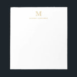Bloc De Notas Monograma de oro básico simple moderno Faux inicia<br><div class="desc">El diseño presenta un monograma inicial personalizado y un nombre en una fuente tipográfica simple y moderna.</div>