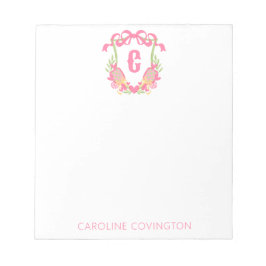 Bloc De Notas Monograma de pádel rosa y verde