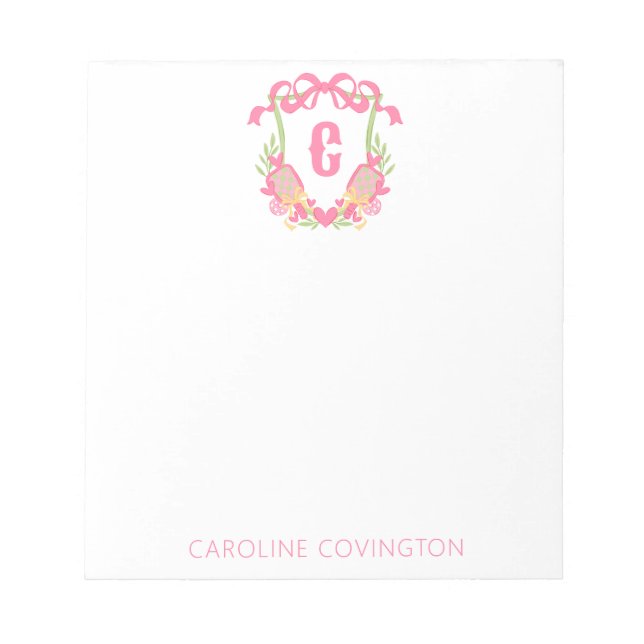 Bloc De Notas Monograma de pádel rosa y verde (Frente)