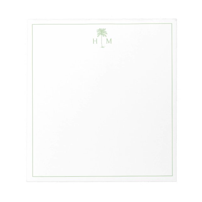 Bloc De Notas Monograma de paleta verde y blanca (Frente)