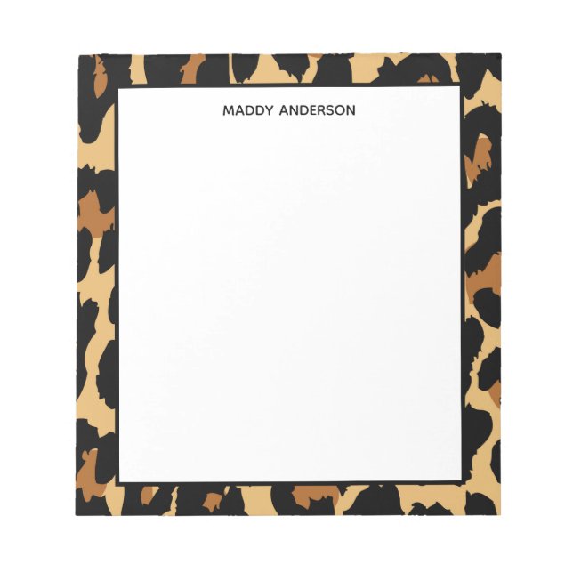 Bloc De Notas Monograma de Patrón de Impresión de Animal Guepard (Frente)