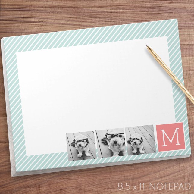 Bloc De Notas Monograma de Personalizado de Collage de fotos de  (Letter Size Notepad - Personalized)