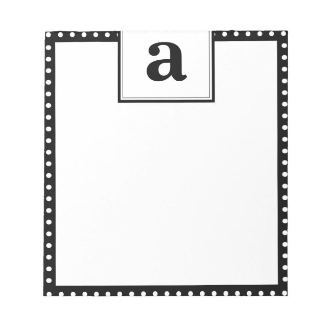 Bloc De Notas Monograma de puntos de Polka (Frente)