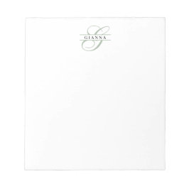 Bloc De Notas Monograma dividido en elegante caligrafía verde pá