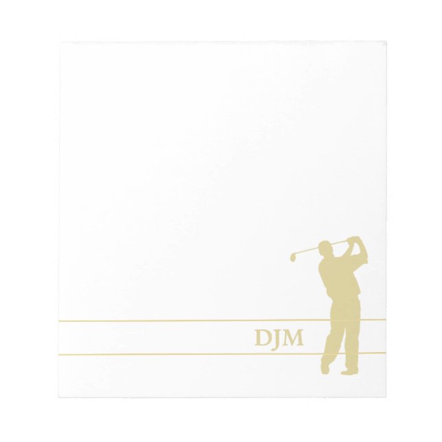 Bloc De Notas Monograma dorado Silhouette Golfer (Frente)
