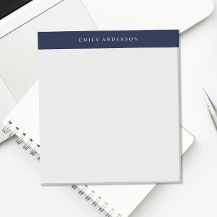 Bloc De Notas Monograma elegante azul marino minimalista