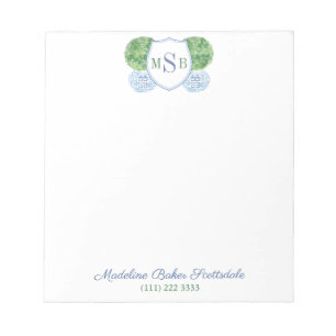 Bloc De Notas Monograma Elegante De Boxograma Azul Y Verde