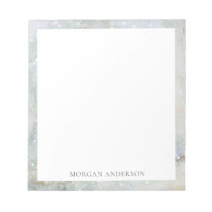 Bloc De Notas monograma elegante de purpurina de mármol azul