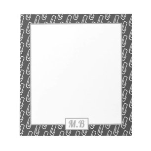 Bloc De Notas Monograma elegante del patrón blanco y negro