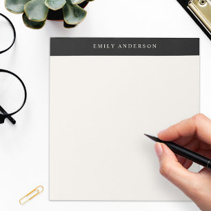Bloc De Notas Monograma Elegante Minimalista en Negro y Marfil