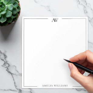 Bloc De Notas Monograma elegante minimalista moderno