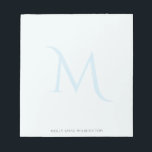 Bloc De Notas Monograma Elegante Moderno Azul Claro Desteñido<br><div class="desc">Este diseño presenta una gran letra de monograma desvanecida en el fondo con espacio para un nombre/texto en la parte inferior. Haga clic en el botón personalizar para una mayor flexibilidad al modificar el texto. Variaciones de este diseño, diferentes tipos de papel, así como productos coordinados están disponibles en nuestra...</div>