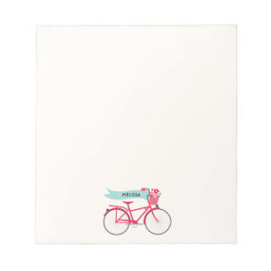 Bloc De Notas Monograma en bicicleta rosa floral