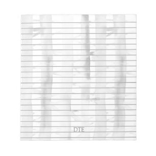 Bloc De Notas Monograma en lino gris de birch Trees personalizad
