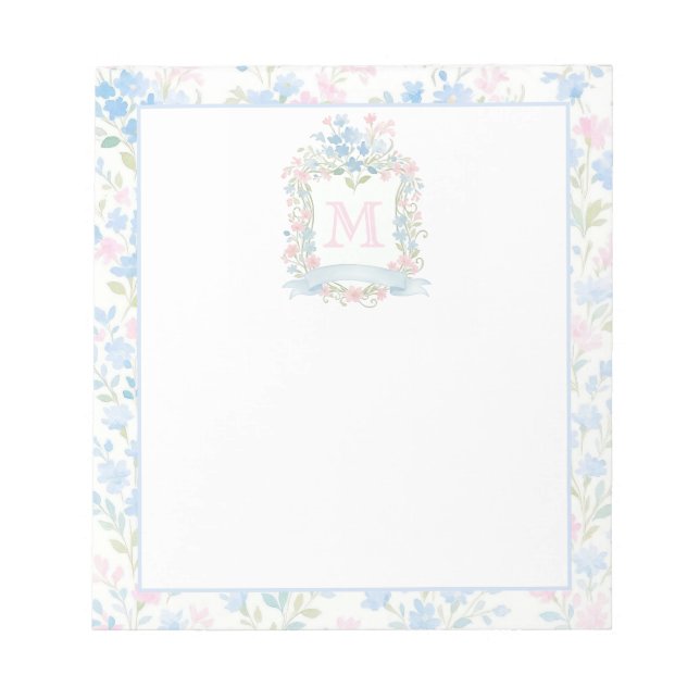 Bloc De Notas Monograma Floral Elegante (Frente)