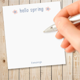 Bloc De Notas Monograma Floral Personalizada de Hola Primavera L