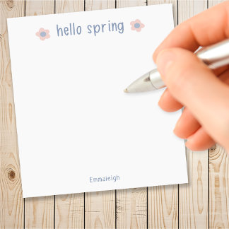 Bloc De Notas Monograma Floral Personalizada de Hola Primavera L