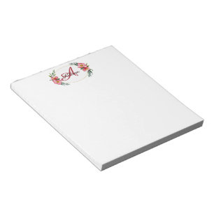 Bloc De Notas monograma floral personalizado