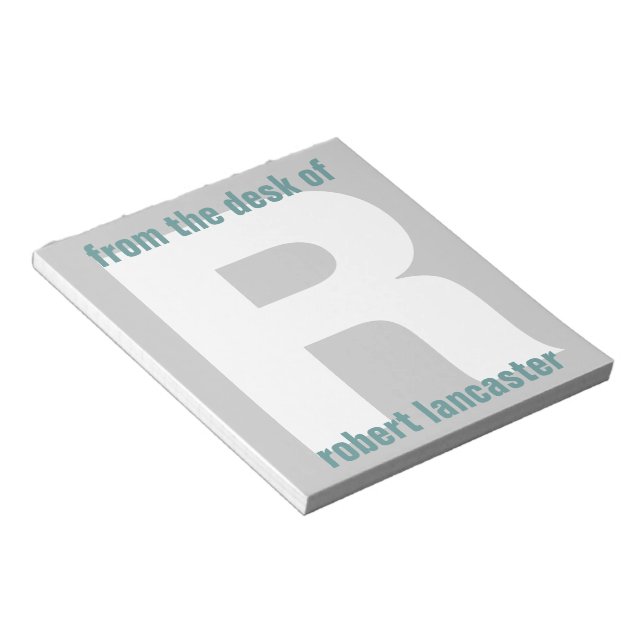 Bloc De Notas Monograma gigante inicial desde la mesa de Notepad (Lado Derecho)