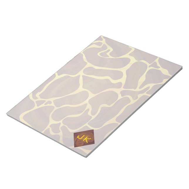 Bloc De Notas Monograma Giraffe Brown, amarillo Print (Lado Derecho)