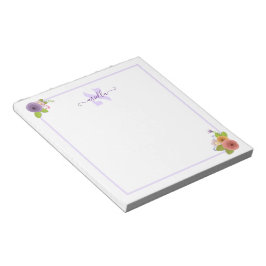 Bloc De Notas Monograma hebreo ALEF Post-it floral personalizado