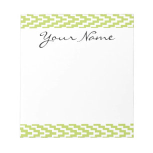 Bloc De Notas Monograma Ikat blanco verde Chevron Zig Zag Patrón
