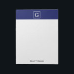 Bloc De Notas Monograma inicial con marco azul marino<br><div class="desc">Monograma inicial con marco azul marino y blanco Un elegante fondo sólido con un área enmarcada en blanco para su monograma, nombre u otro texto. También puede cambiar el tipo de letra del texto, cambiar el tamaño y el color del tipo de letra, mover el texto, etc. Si quieres este...</div>